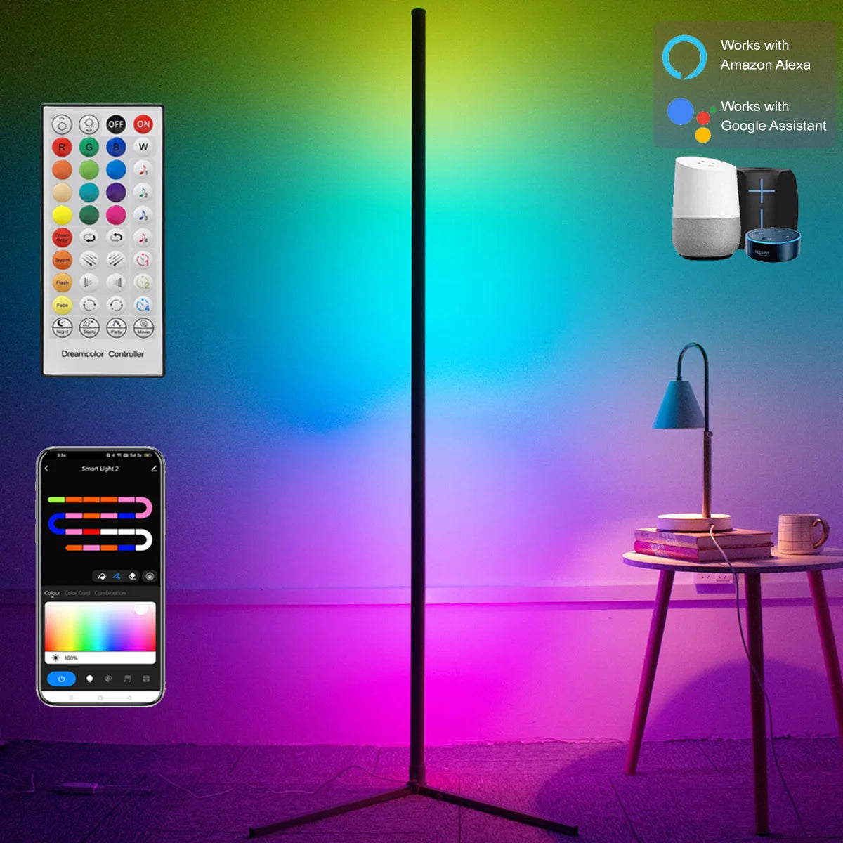 160cm Smart  Corner RGB+ Lamp Modern Mood Lighting